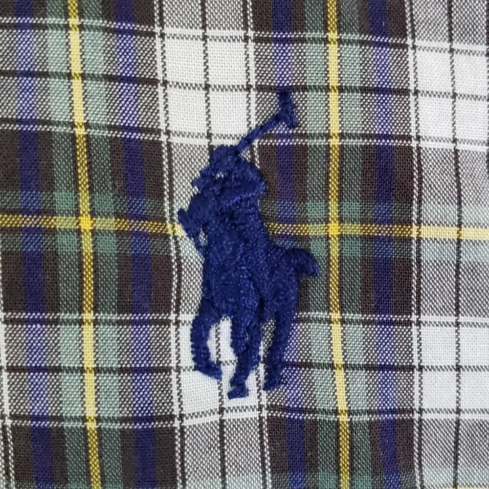 Polo Ralph Lauren Oxford Shirt Mens Size Medium M Button Down Green Plaid